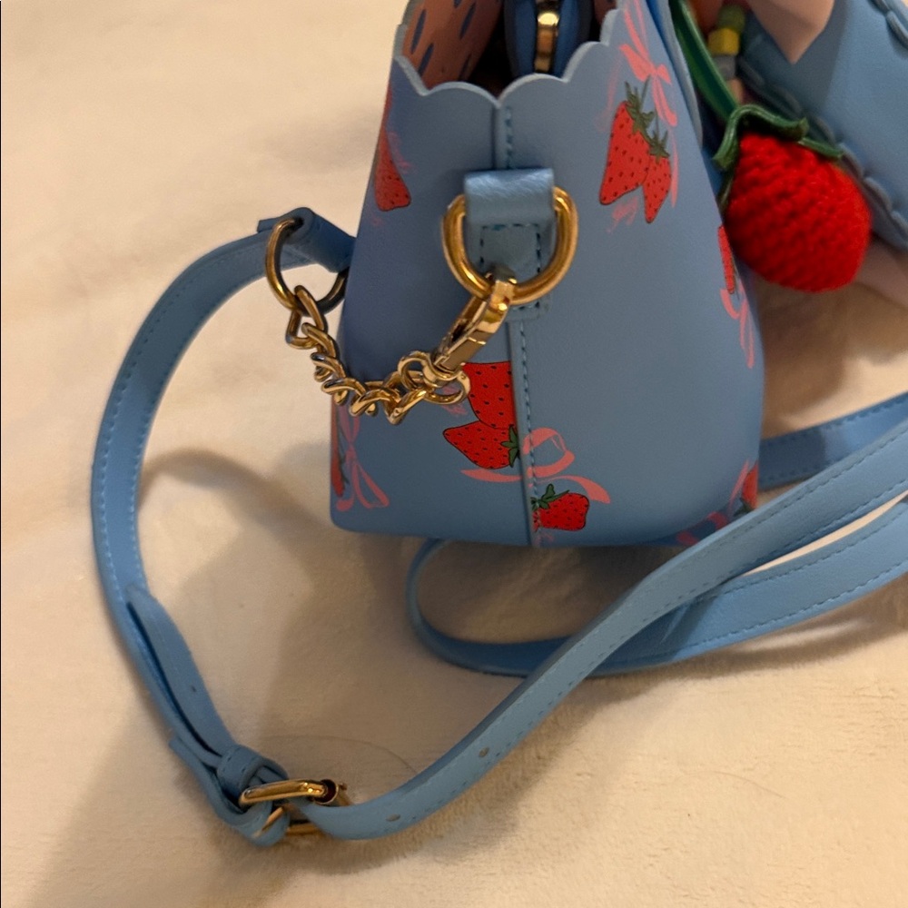 Blue Strawberry Embellished Women's Bag - Picture 4 of 10